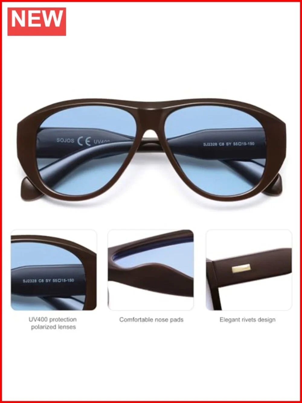 Retro Oversized Polarized Aviator Sunglasses UV400 Protection for Women Men
